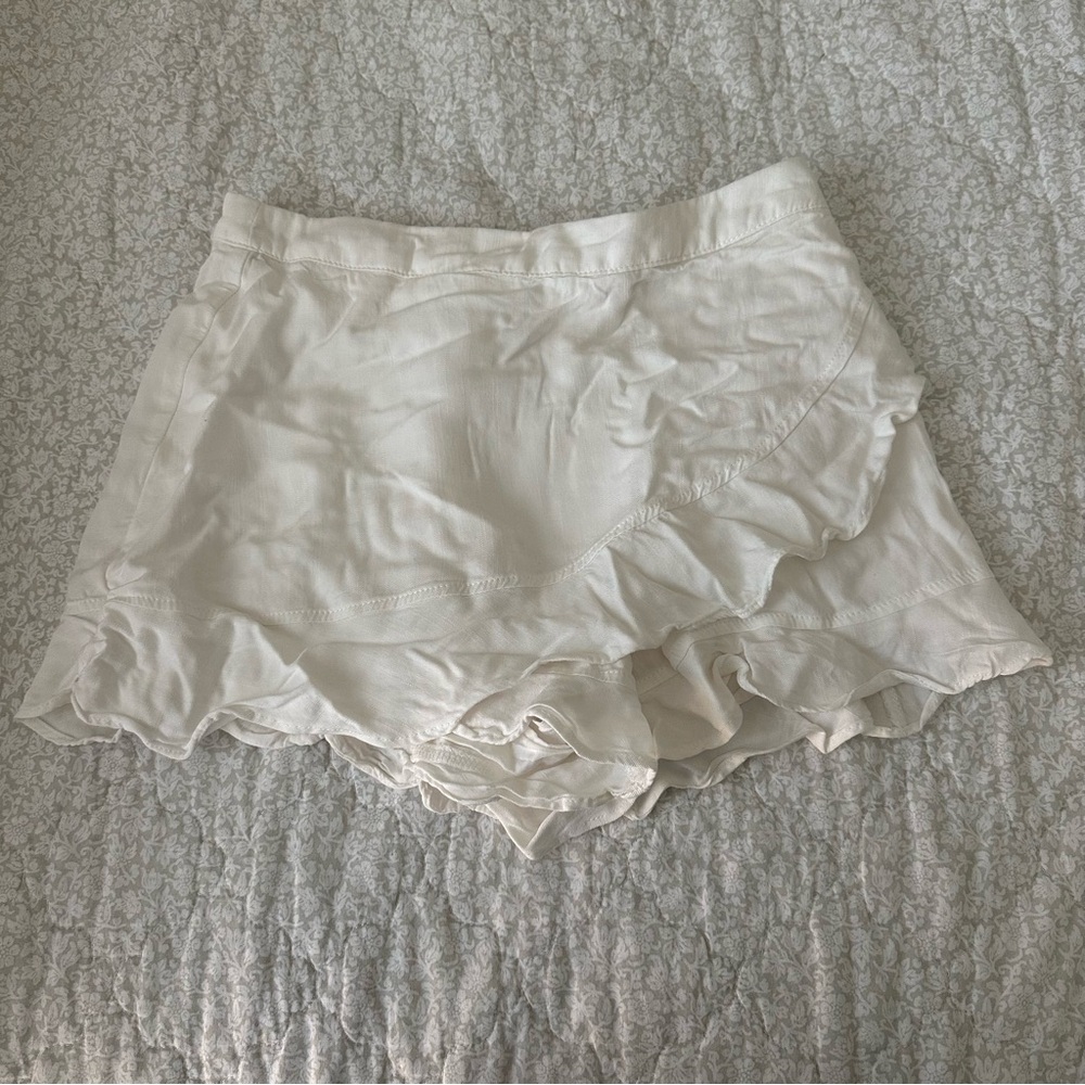 White Ruffled Shorts